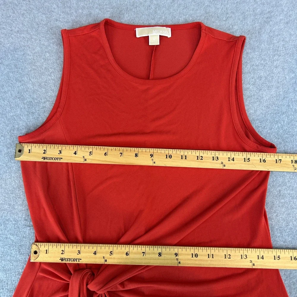Michael Kors Size Medium Tank Dress Red Sleeveless Front Faux Tie Knot Sheath